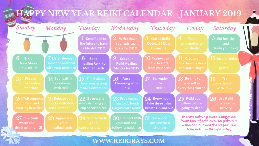 Reiki Calendar - January 2019