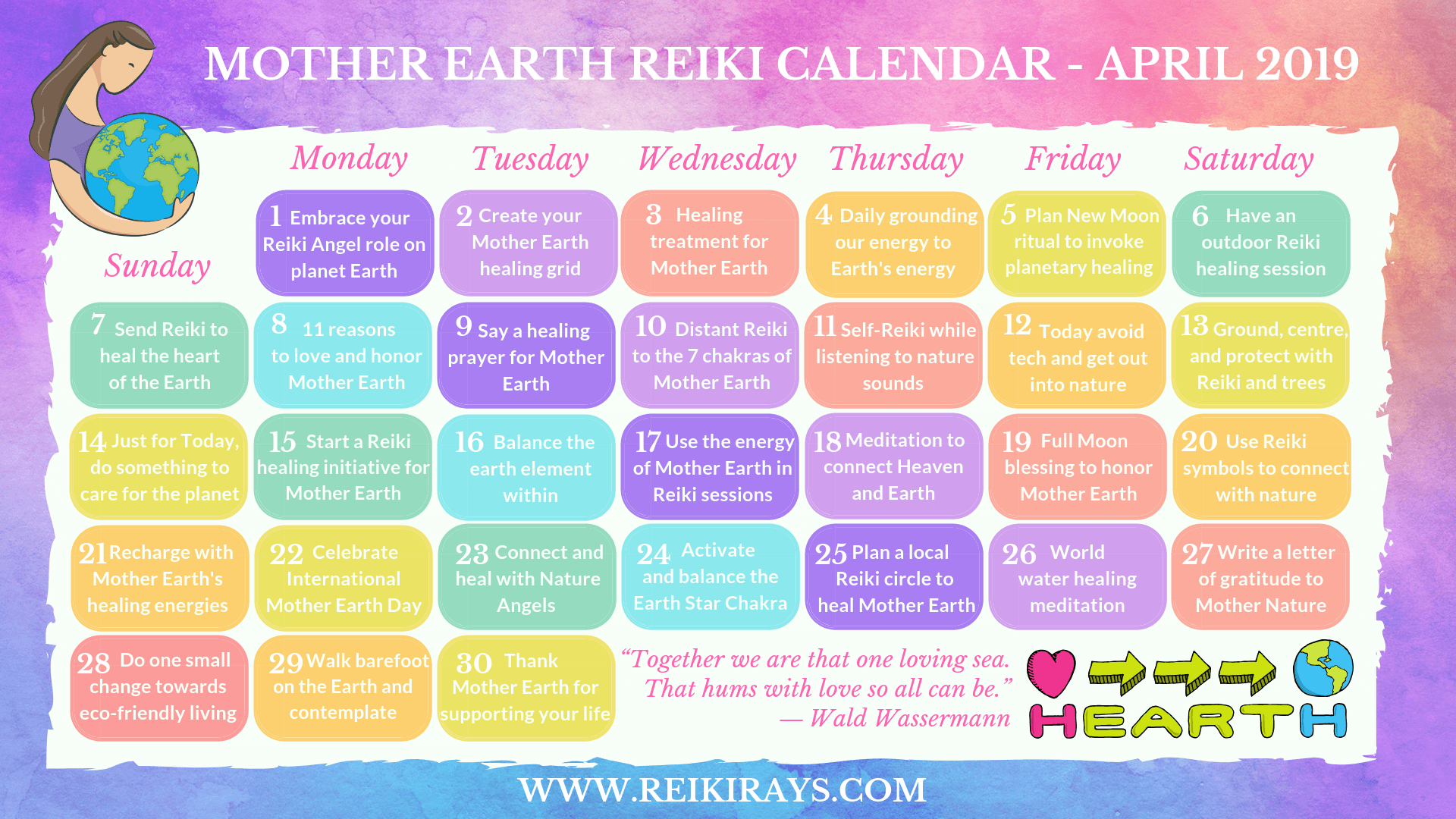 Mother Earth Reiki Calendar April 2019