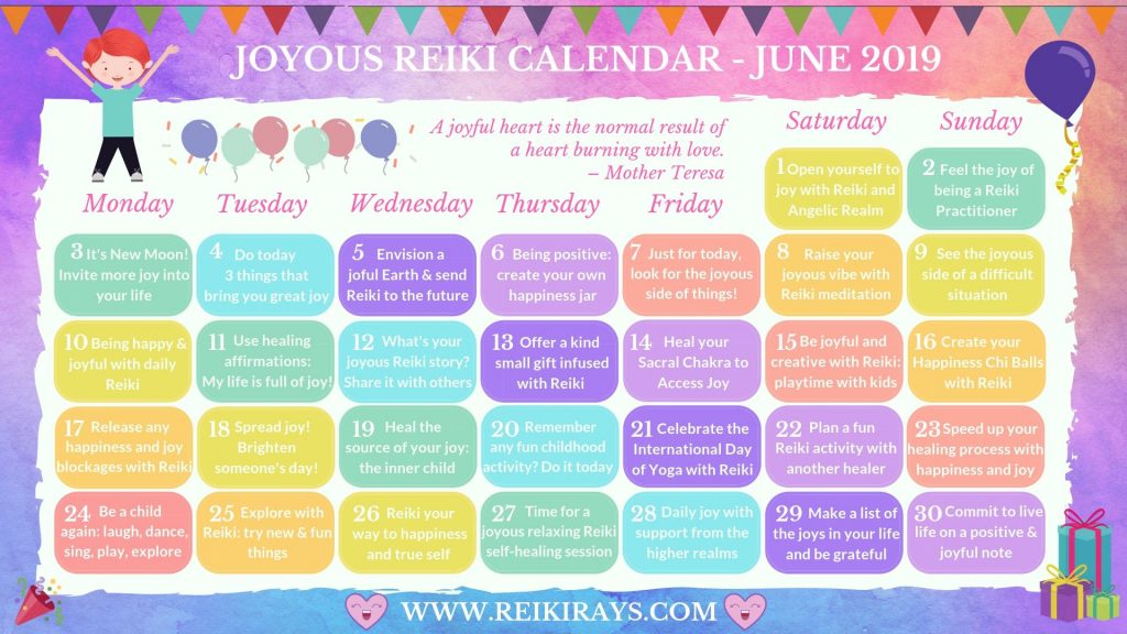 Joyous Reiki Calendar