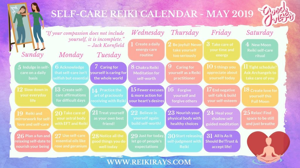 Self-Care Reiki Calendar May 2019
