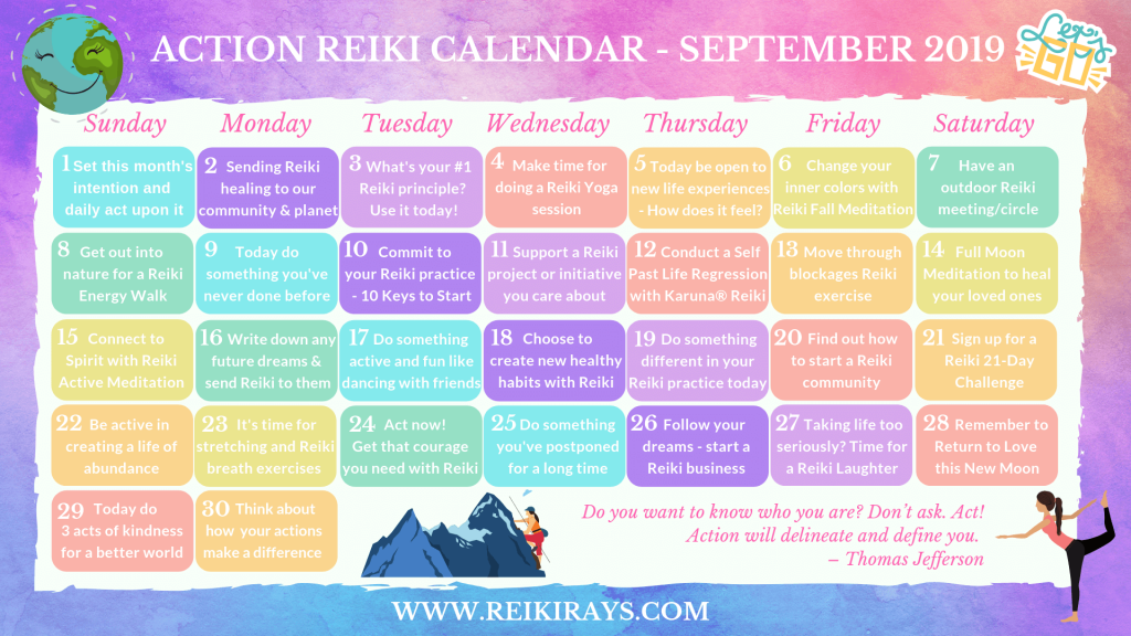 Action Reiki Calendar September 2019