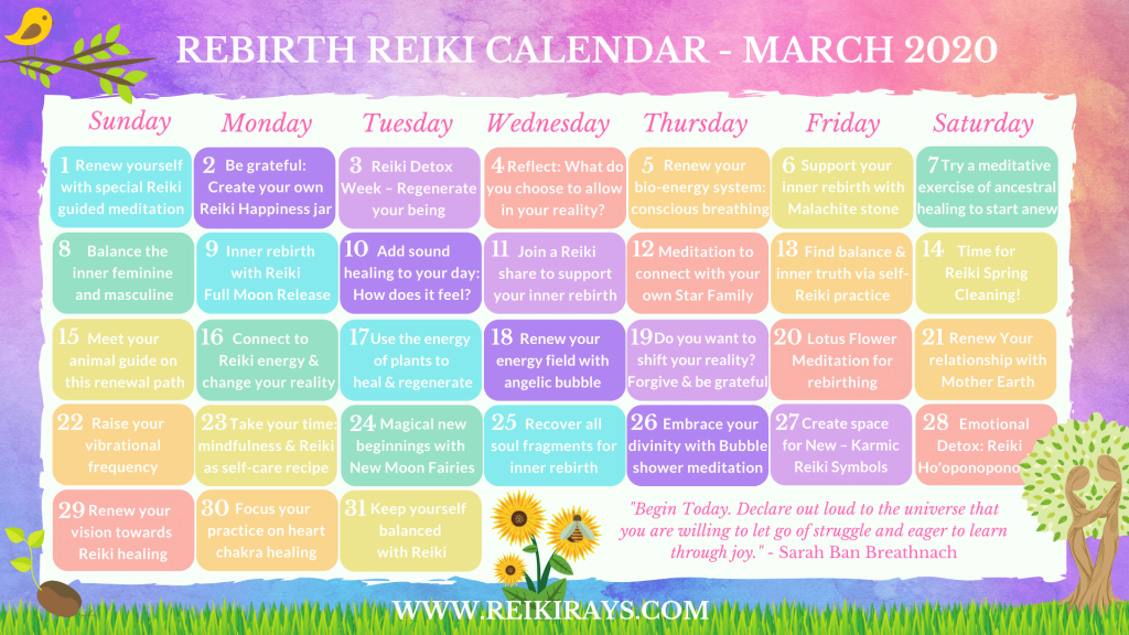 Rebirth Reiki Calendar