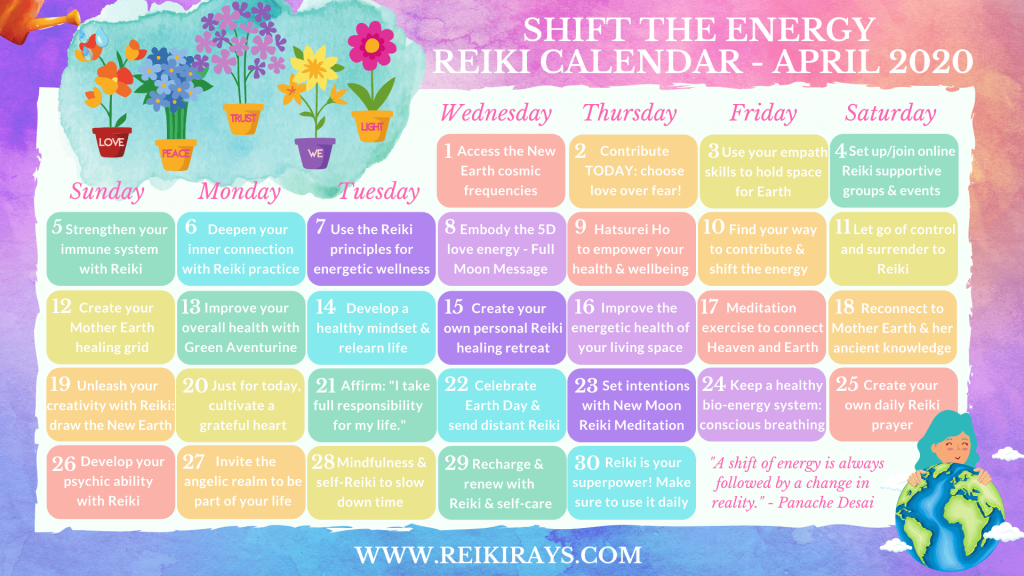 Shift the Energy Reiki Calendar - April 2020