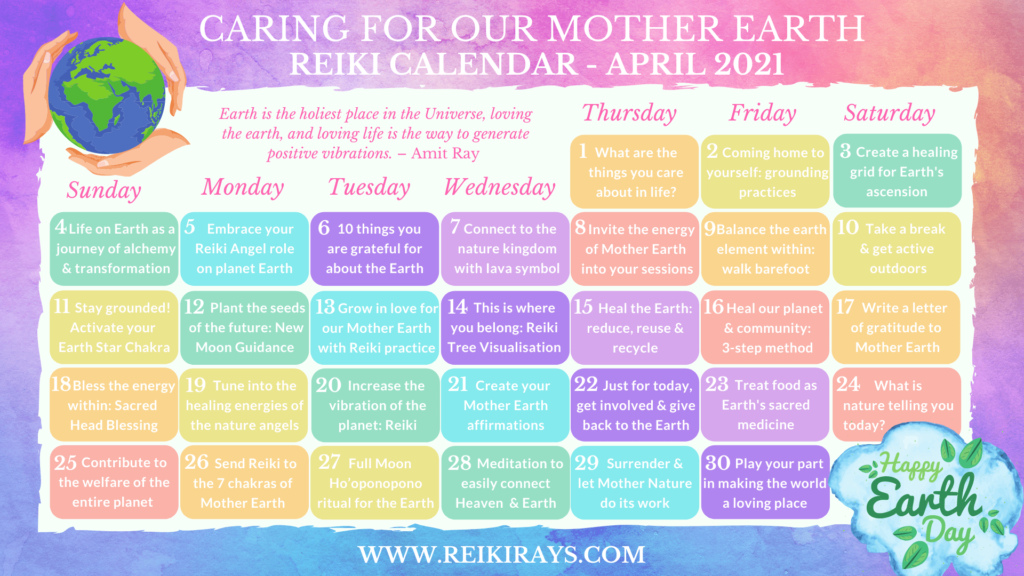 Caring for Our Mother Earth - Reiki Calendar April 2021