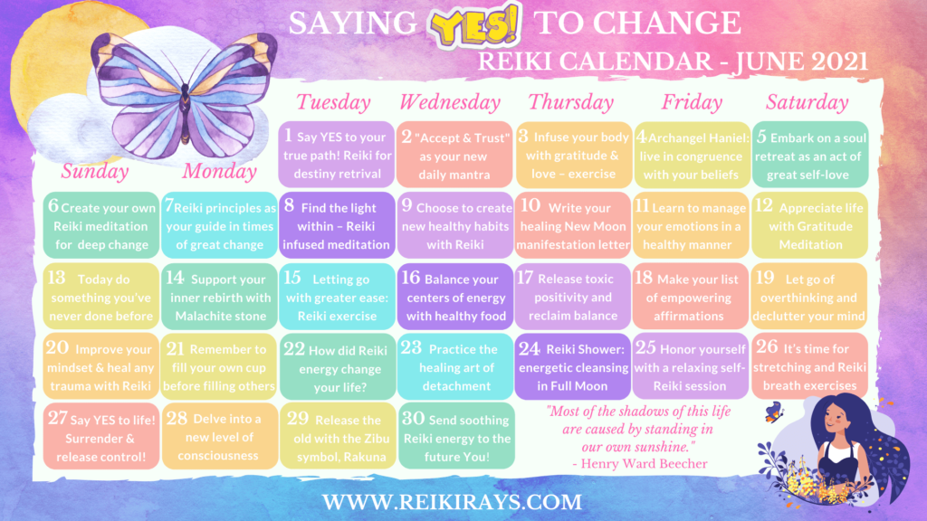 Saying Yes - REiki Calendar June 2021