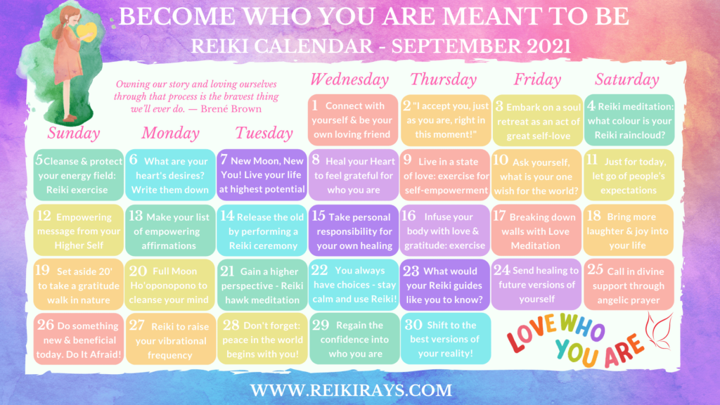 Become Who You Are Meant To Be - Reiki Calendar September 2021