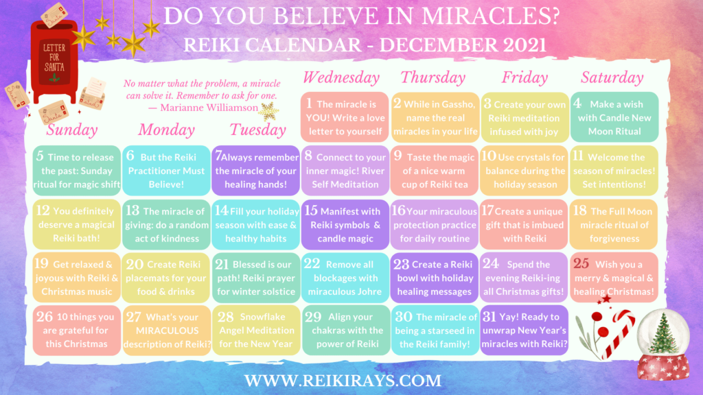 Do You Believe In Miracles - Reiki Calendar December 2021