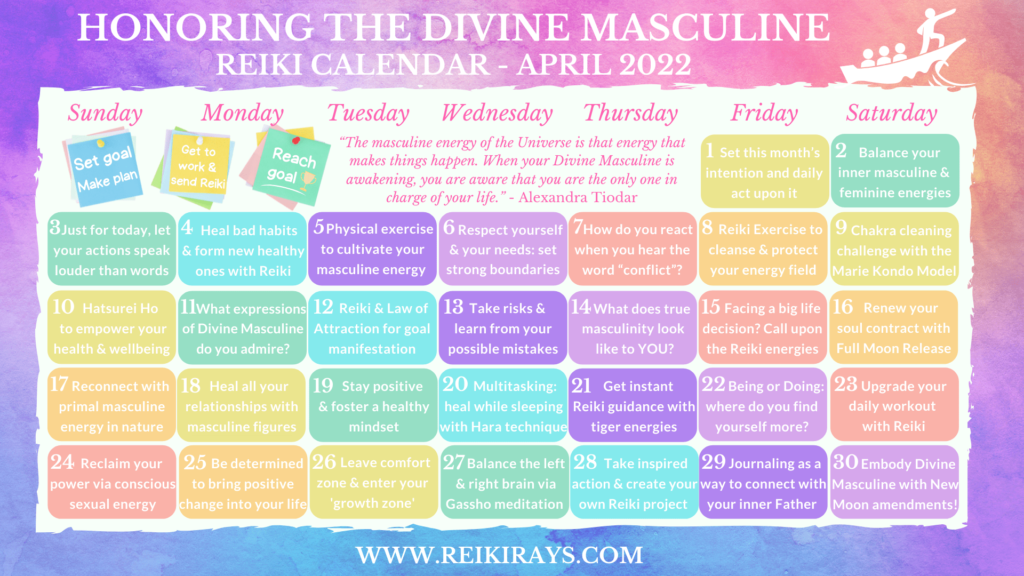 Honoring The Divine Masculine - Reiki Calendar April 2022