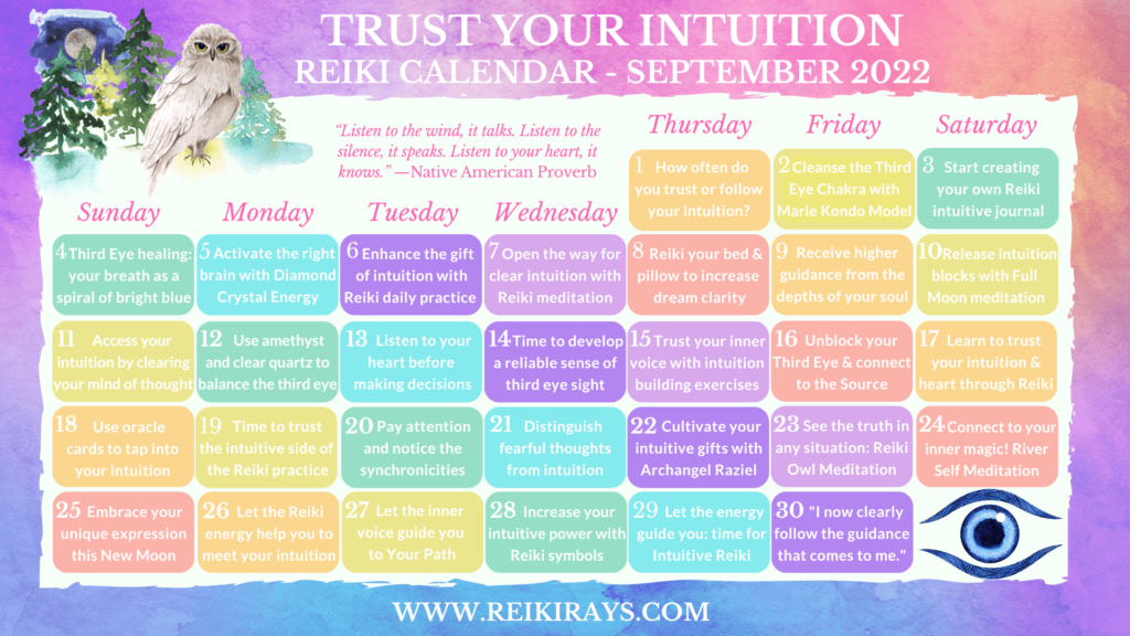 Trust Your Intuition - Reiki Calendar September 2022