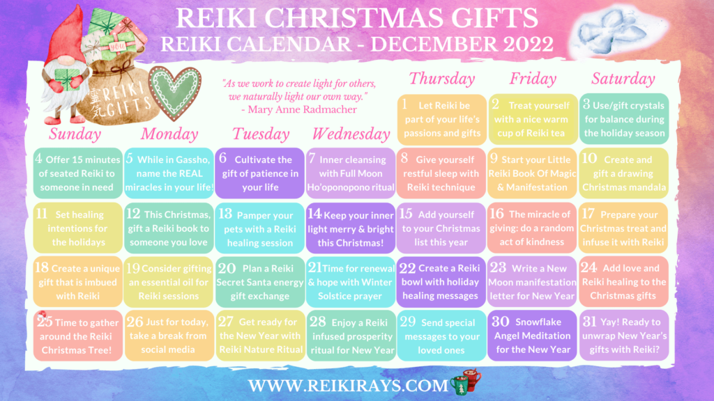 Reiki Christmas Gifts Reiki Calendar - December 2022 copy