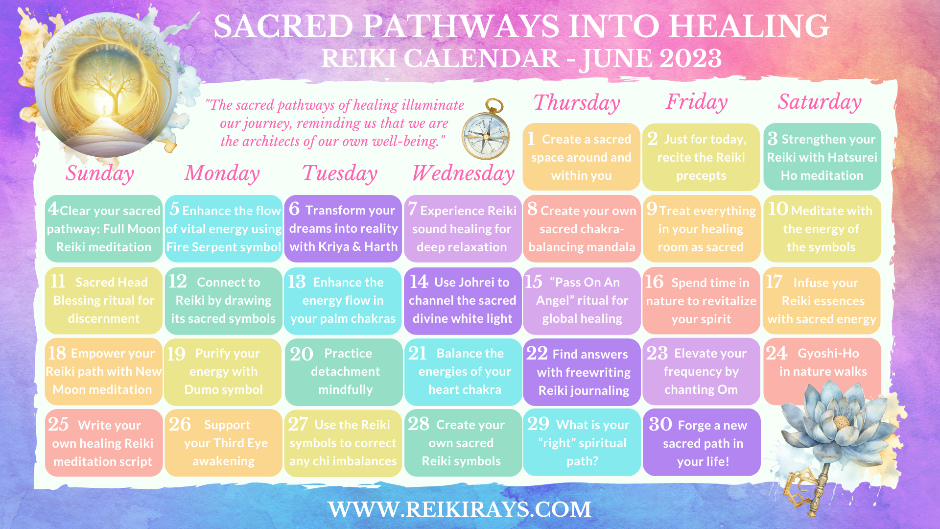 Sacred Pathways into Healing Reiki Calendar June 2023 – Reiki Rays