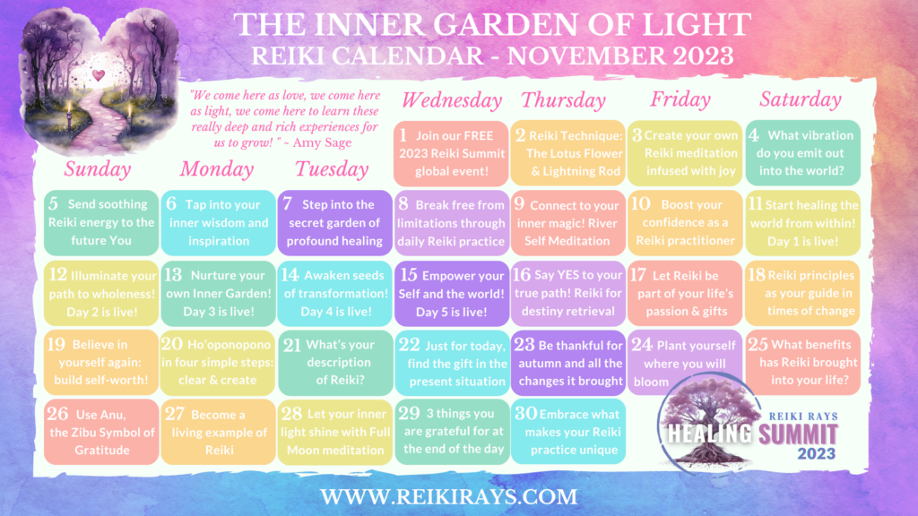 The Inner Garden of Light Reiki Calendar November 2023