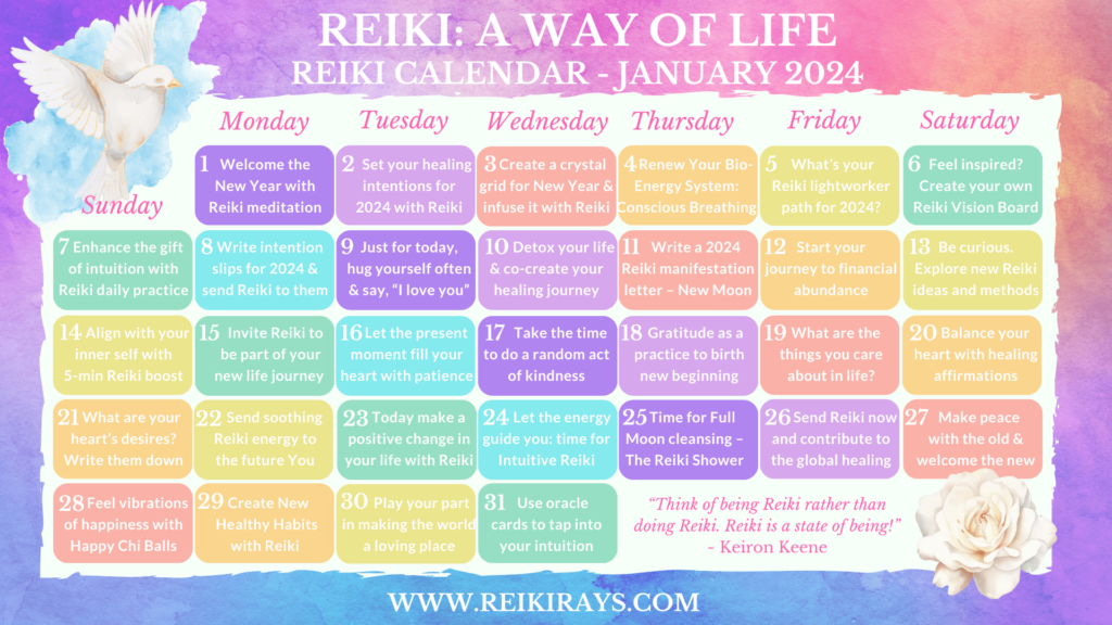 Reiki/ A Way of Life Reiki Calendar January 2024