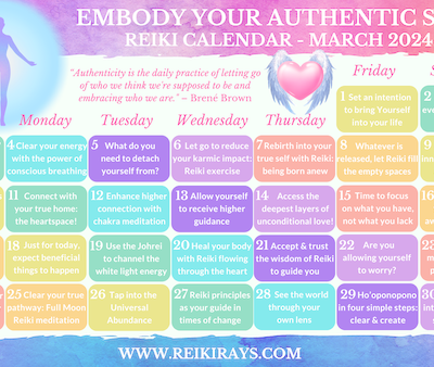 Embody Your Authentic Self – Reiki Calendar March 2024