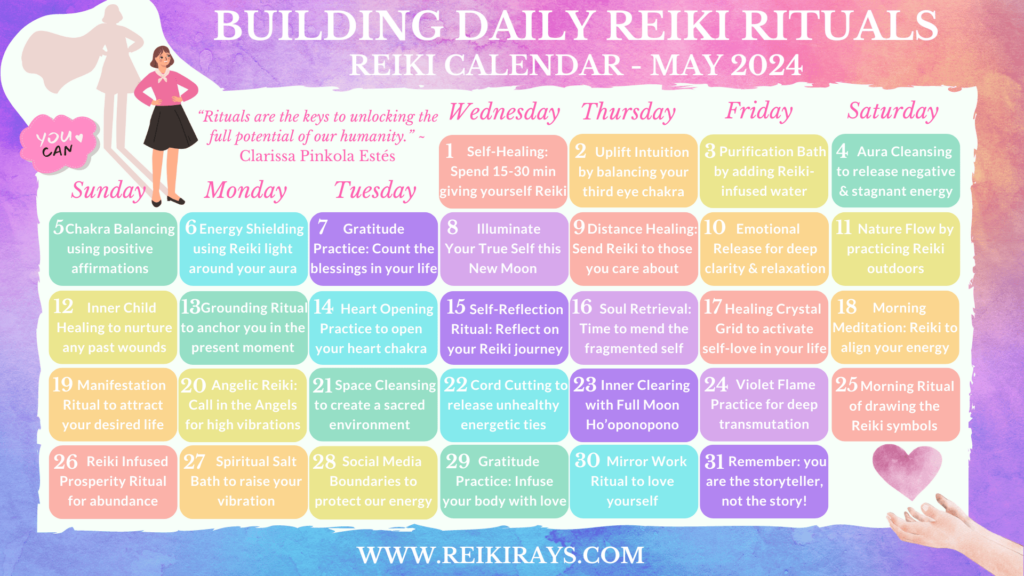 Building Daily Reiki Rituals - Reiki Calendar May 2024