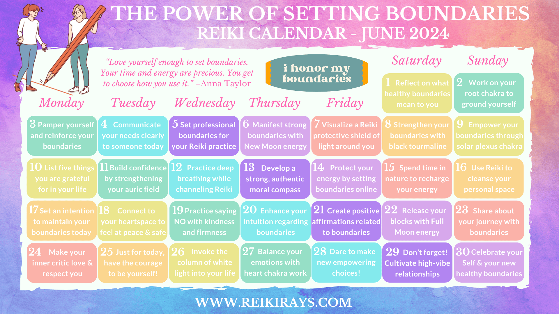 The Power of Setting Boundaries - Reiki Calendar June 2024