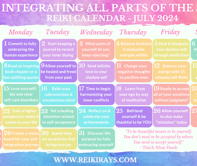 Integrating All Parts of The Self – Reiki Calendar July 2024