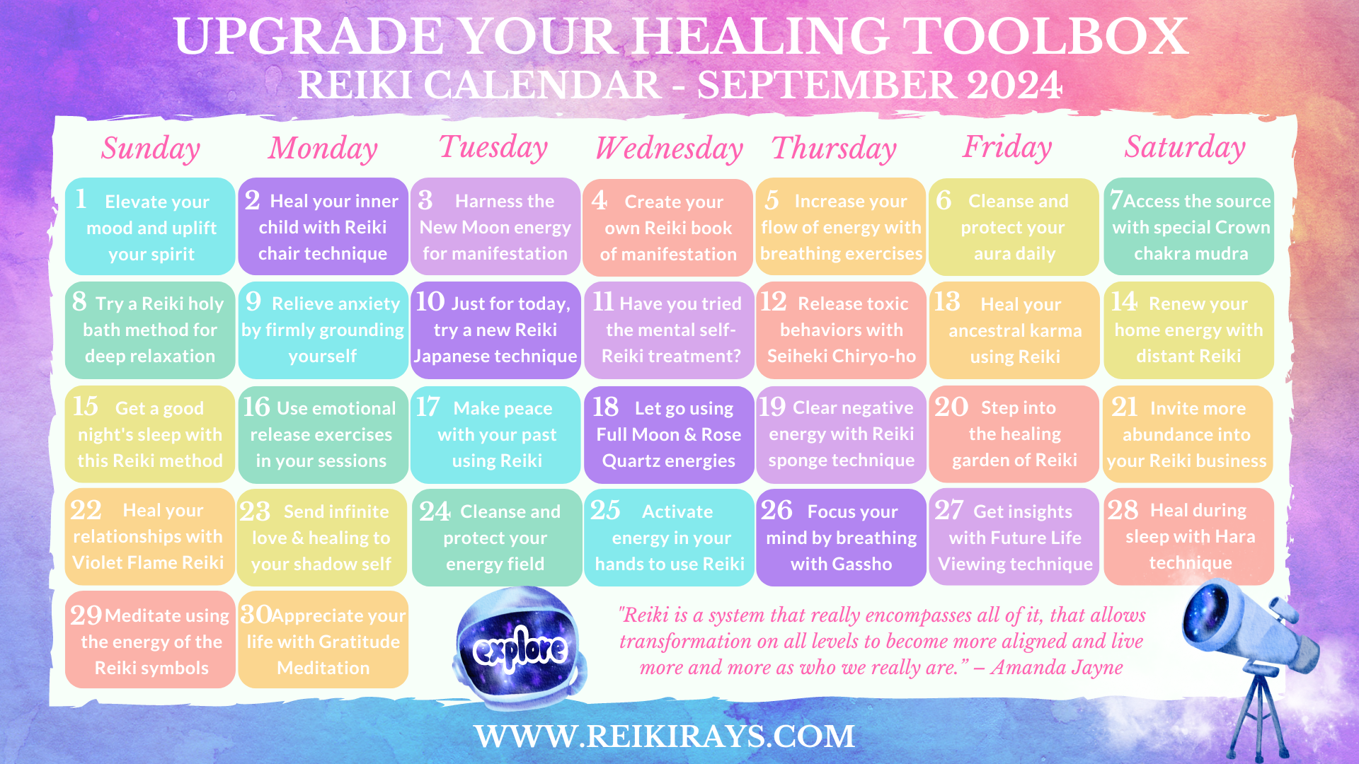 Upgrade Your Healing Toolbox - Reiki Calendar September 2024