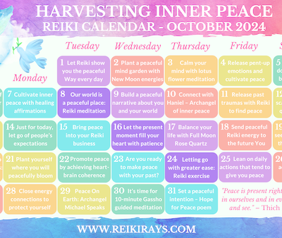 Harvesting Inner Peace - Reiki Calendar October 2024