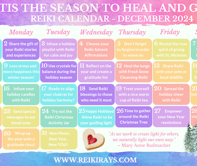 ‘Tis the Season to Heal and Glow - Reiki Calendar December 2024