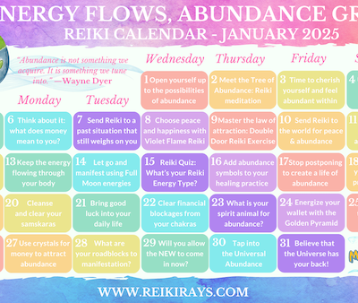 Energy Flows, Abundance Grows - Reiki Calendar January 2025