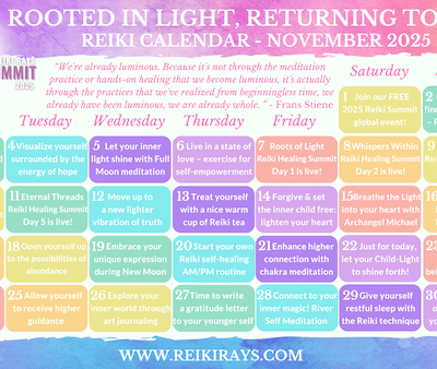 Rooted in Light, Returning to Self – Reiki Calendar November 2025