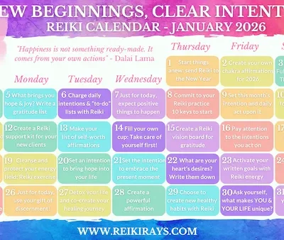 New Beginnings, Clear Intentions - Reiki Calendar January 2026