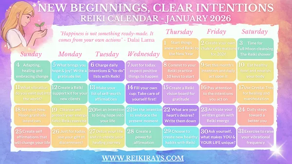 New Beginnings, Clear Intentions - Reiki Calendar January 2026