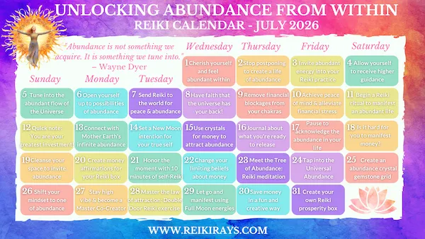 Unlocking Abundance from Within – Reiki Calendar July 2026
