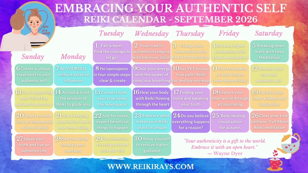 Embracing Your Authentic Self - Reiki Calendar September 2026